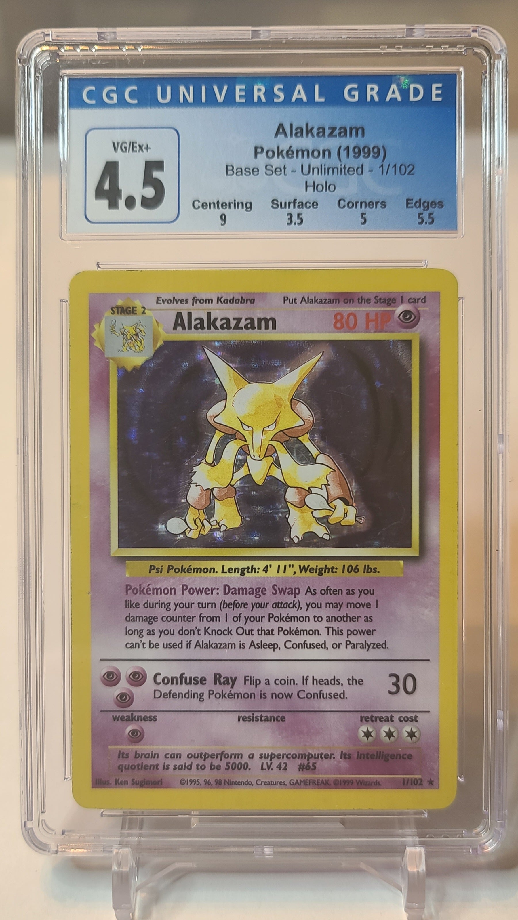Alakazam – CGC 4.5 – Pokémon Base Set (Unlimited) • Holo Rare • No. 1/102