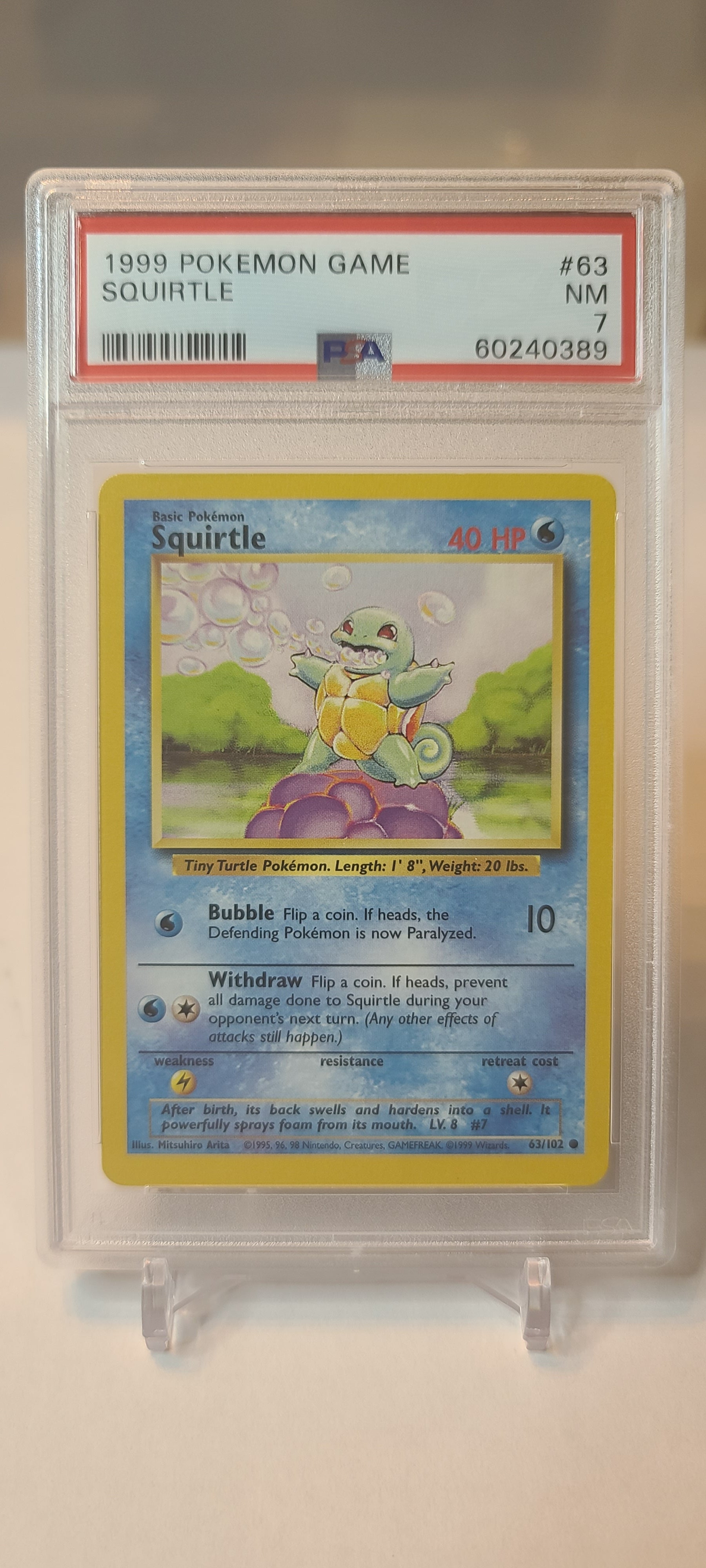 Squirtle – PSA 7 – Pokemon Base Set (Unlimited) • Common • No. 63/102