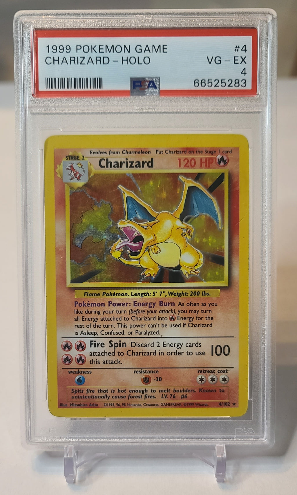Charizard #4 – Base Set (Unlimited) – Holo Rare – PSA 4