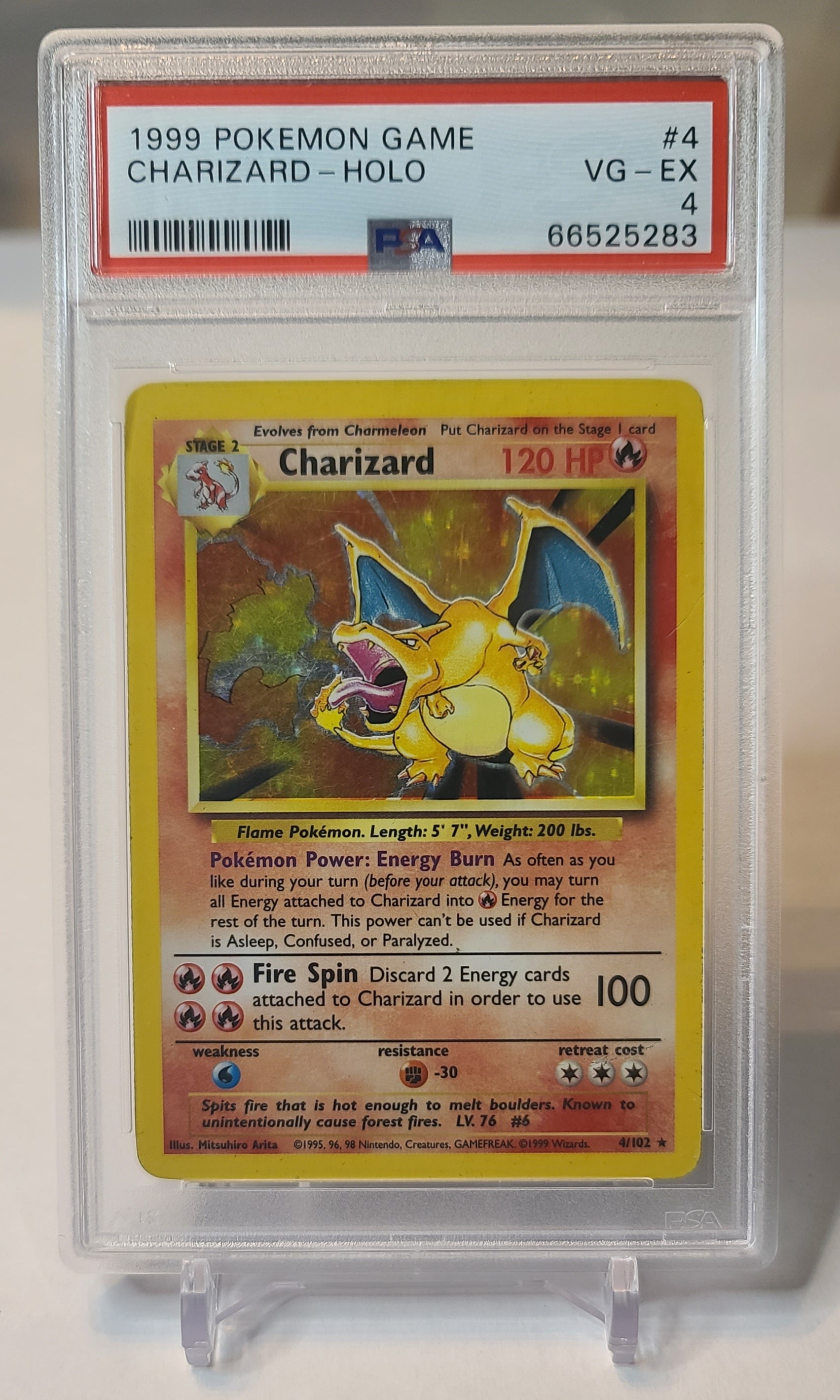 Charizard #4 – Base Set (Unlimited) – Holo Rare – PSA 4