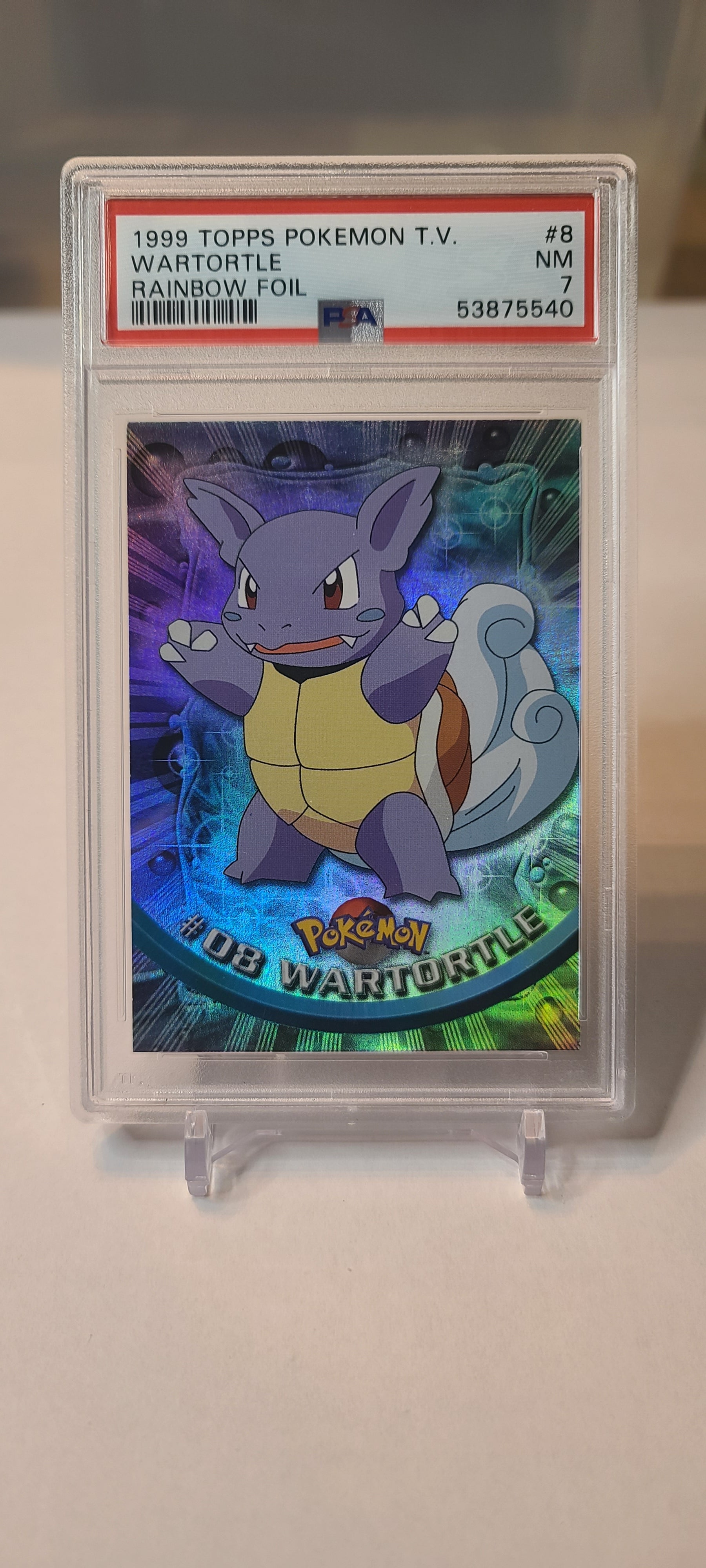 Wartortle #8 – Topps Chrome Series 1 – Rainbow Foil – Rare – PSA 7