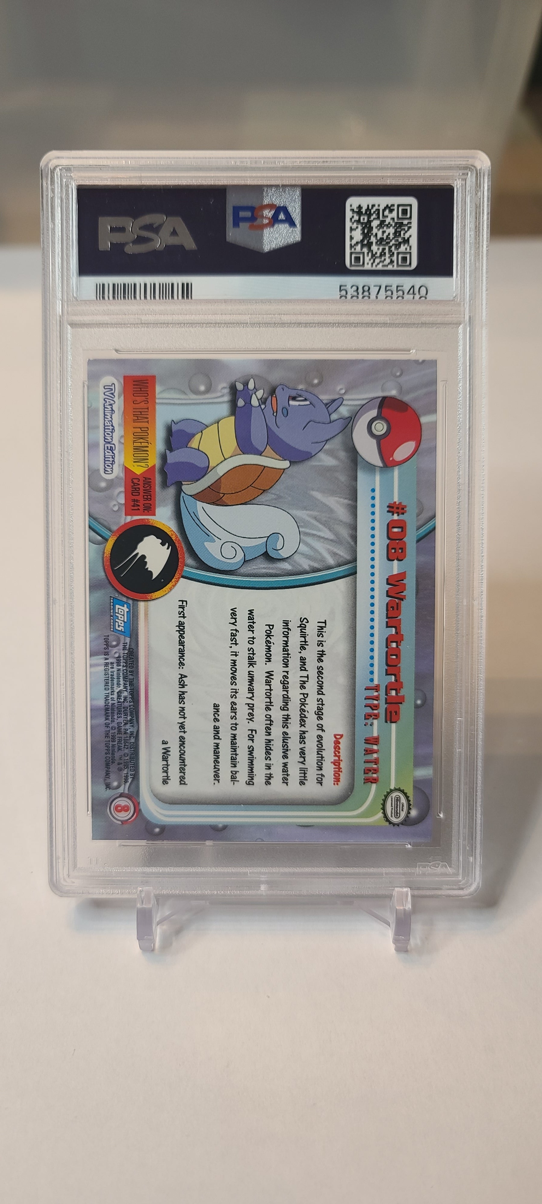 Wartortle #8 – Topps Chrome Series 1 – Rainbow Foil – Rare – PSA 7