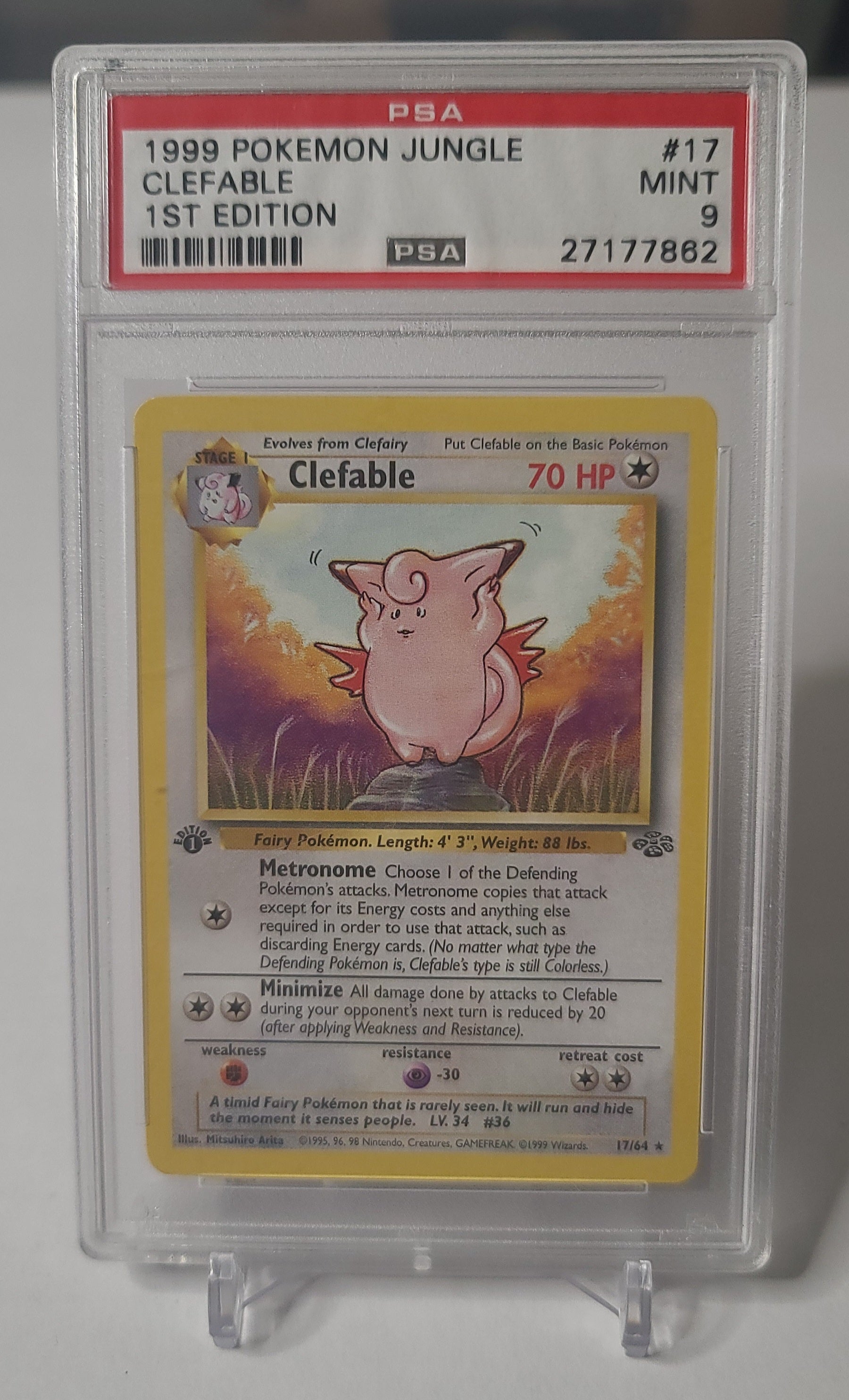 Clefable #17 – Holo Rare – PSA 9 - Jungle Set 1st Ed – Vintage Pokémon Card (WOTC)
