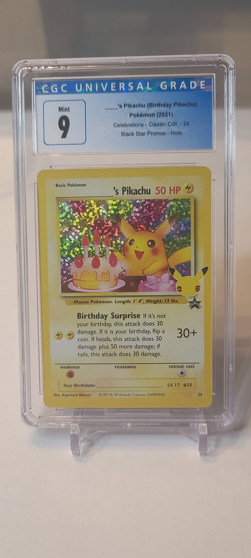 Pikachu – Pokémon Celebrations Classic Collection - CGC 9 -  24/53 Vintage Card