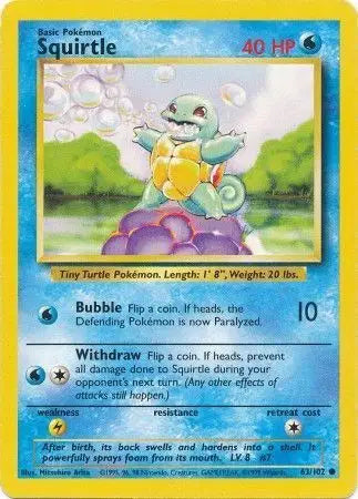 Squirtle – PSA 7 – Pokemon Base Set (Unlimited) • Common • No. 63/102