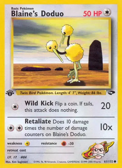 Blaine's Doduo – PSA 9 Graded Pokémon Card (Gym Challenge • Common • #61)